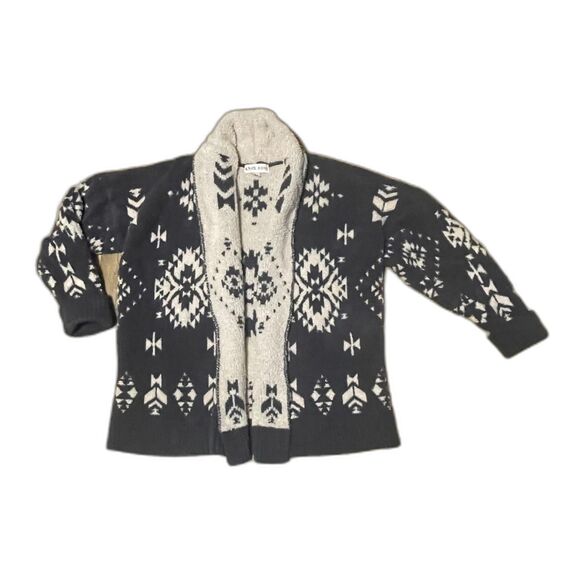 Knox Rose Sherpa Aztec Cardigan Sweater Jacket Beige Black XL Cozy - Picture 5 of 8